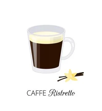 Caffe ristretto with vanilla flower. Stock Illustration