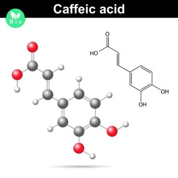Caffeic acid chemical structure Stock Illustration