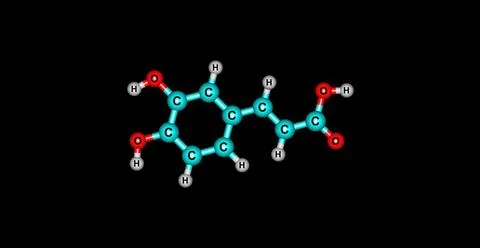 Caffeic acid molecular structure isolated on black Stock Illustration