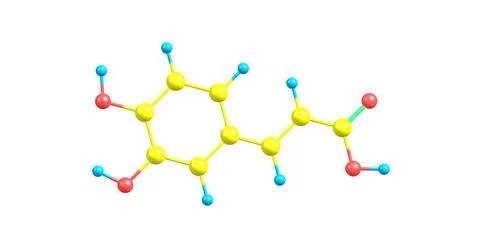 Caffeic acid molecular structure isolated on white Stock Illustration