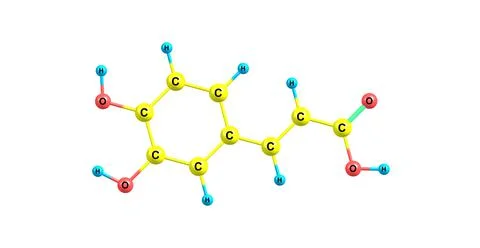Caffeic acid molecular structure isolated on white Stock Illustration