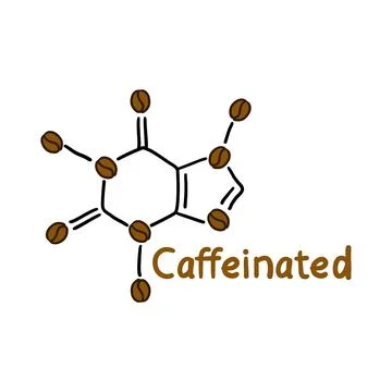 Caffeinated drink label with molecular formula Stock Illustration