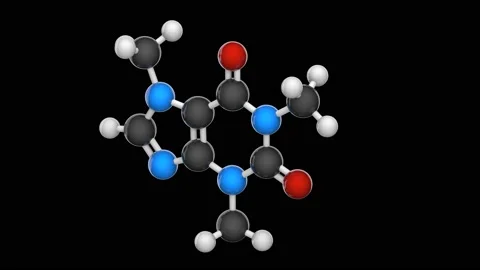 Caffeine. C8H10N4O2. Seamless loop. Black background Stock Footage 154418066