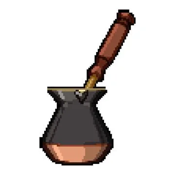 Caffeine cezve coffee pixel art vector illustration Stock Illustration