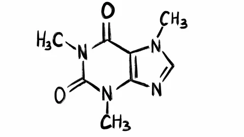Caffeine chemical formula and molecular structure set in hand drawn animation on Stock Footage 268305589