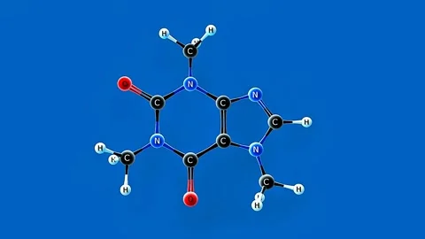 Caffeine chemical formula Stock Footage 322526297