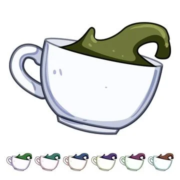 Caffeine coffee cup splash cartoon vector graphic Stock Illustration