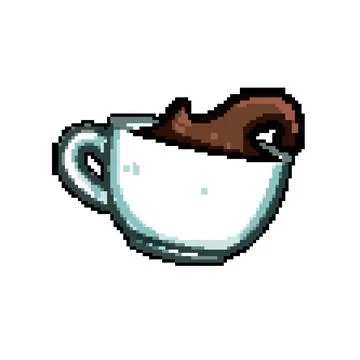 Caffeine coffee cup splash pixel art vector illustration Stock Illustration