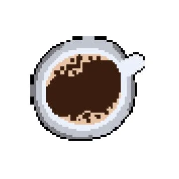 Caffeine coffee cup top pixel art vector illustration Stock Illustration