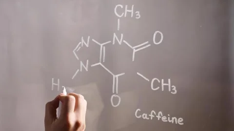Caffeine formula on glass in the laboratory Stock Footage 248267498