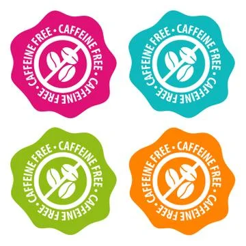 Caffeine free Badges. Eps10 Vector. Stock Illustration