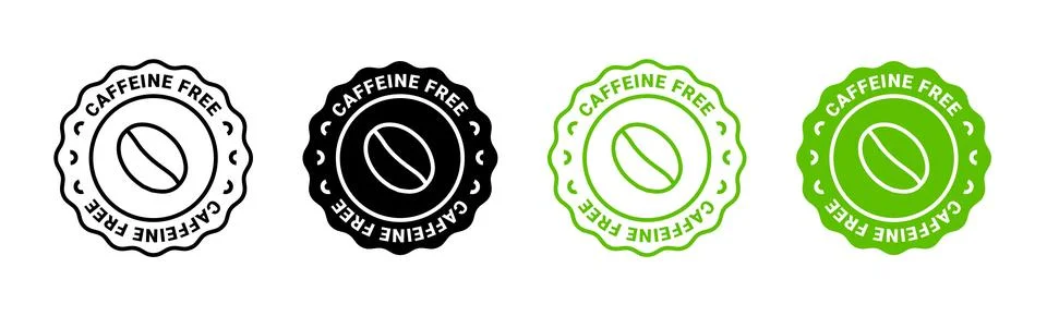 Caffeine free vector logo icon sign. Allergy decaffeinated coffee symbol health Stock Illustration