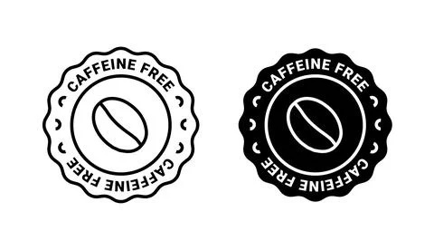 Caffeine free vector logo icon sign. Allergy decaffeinated coffee symbol health Stock Illustration