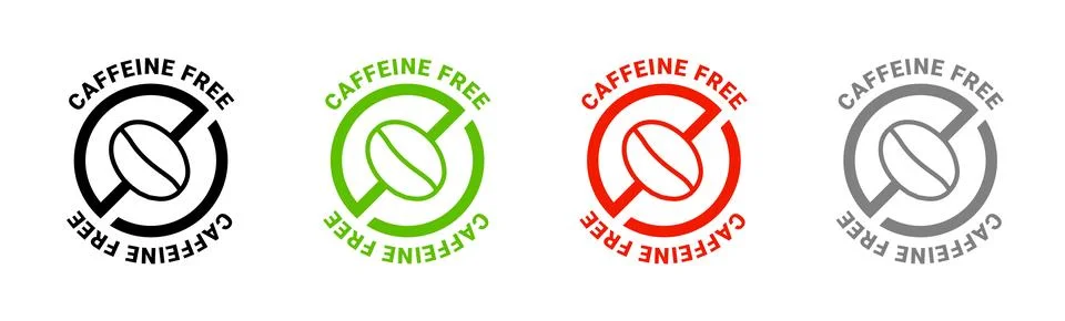 Caffeine free vector logo icon sign. Allergy decaffeinated coffee symbol health Stock Illustration