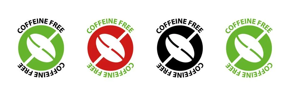 Caffeine free vector logo icon sign. Allergy decaffeinated coffee symbol Stock Illustration