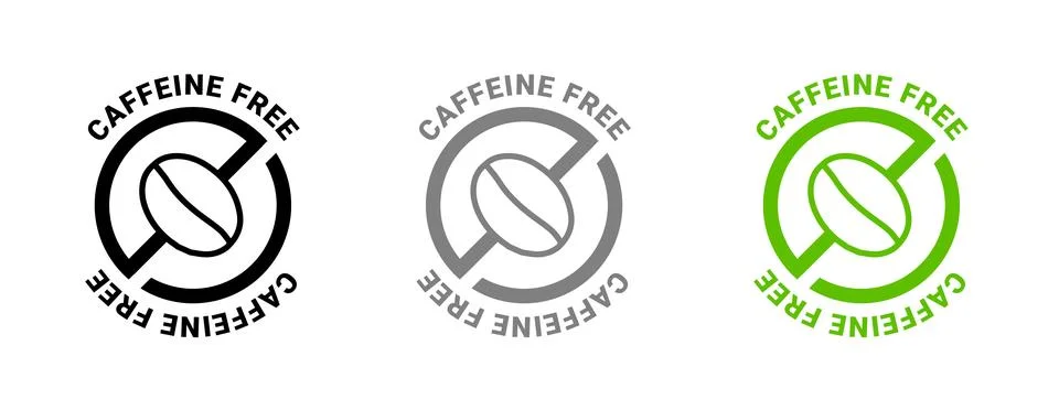 Caffeine free vector logo icon sign. Allergy decaffeinated coffee symbol health Stock Illustration