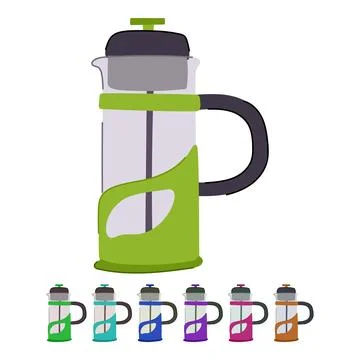 Caffeine french press coffee vector cartoon graphic Stock Illustration