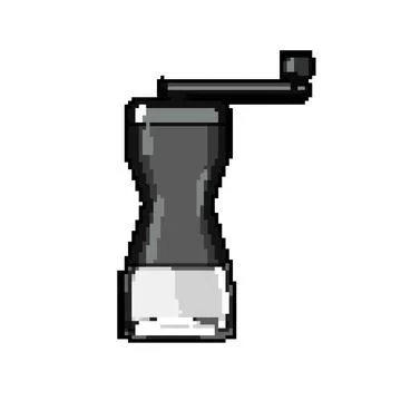 Caffeine mill coffee grinder manual pixel art vector illustration Stock Illustration