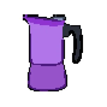 Caffeine moka pot coffee pixel art vector illustration Stock Illustration