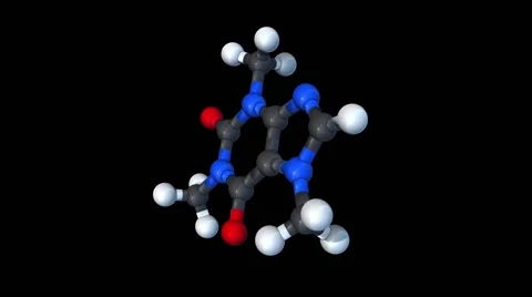 Caffeine, molecular model Video stock 64826098