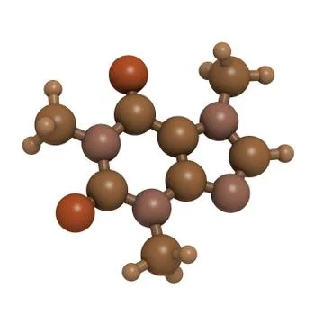 Caffeine, molecular model. Stock Illustration