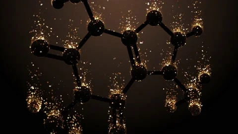 Caffeine molecule 3D chemical structure stimulant in coffee, tea, chocolate Stock Footage 193797418