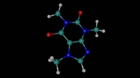 Caffeine molecule with alpha channel Stock Footage