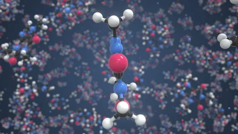 Caffeine molecule. Conceptual molecular model. Chemical looping 3d animation Stock Footage 158015756