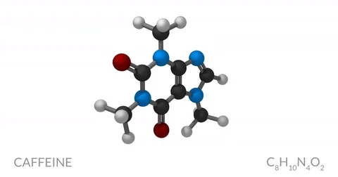Caffeine molecule, rotating seamless loop, 3d animation, 4k 30fps Vídeos de archivo 77974456