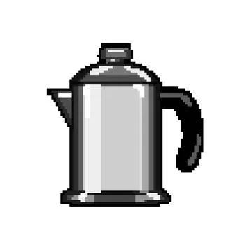 Caffeine percolator pot coffee pixel art vector illustration Stock Illustration