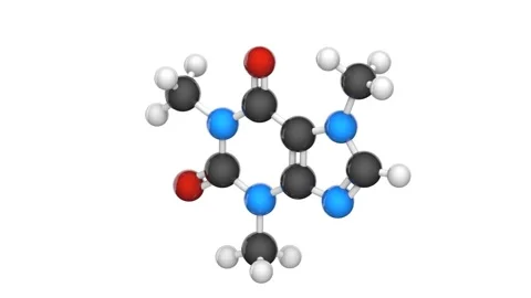 Caffeine.C8H10N4O2. Seamless loop. White background Stock Footage 154418080