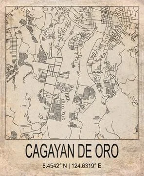 Cagayan de Oro Philippines Retro Minimalist City Map Poster Stock Photos