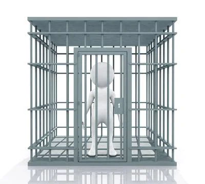 Cage with 3D figure Illustrazione stock