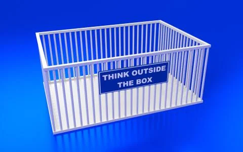 The cage and write text: Think outside the box. 3D rendering Stock Illustration
