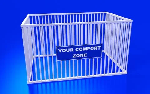 The cage and write text: Your comfort zone. 3D rendering 스톡 일러스트