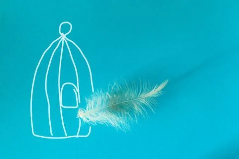 Cage with bird feather Stock Photos