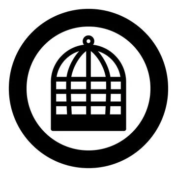Cage for bird silhouette vintage captivity concept icon in circle round black Stock Illustration