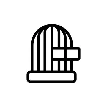 Cage with feeding trough icon vector outline illustration Stock Illustration