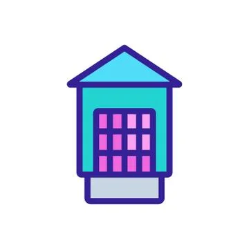 Cage with feeding trough icon vector outline illustration Stock Illustration