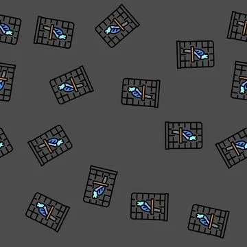 Cage parrot bird vector seamless pattern Stock Illustration