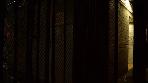 Cage with red light flashing over Stock Footage 85657938