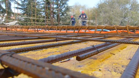 The cage of reinforcement bar on the construction site Stock Footage 44756560