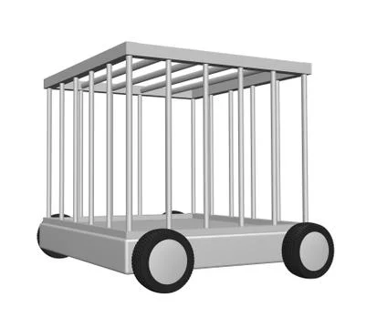 Cage on wheels - 3d illustration Stock Illustration