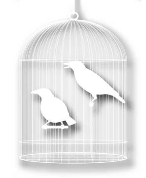 Caged birds cutout Stock Illustration