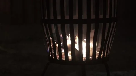 Caged outdoor fire pit Stock Footage 221155579