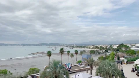 Cagnes Sur Mer, France, View of the beach  Stock Footage 238009829