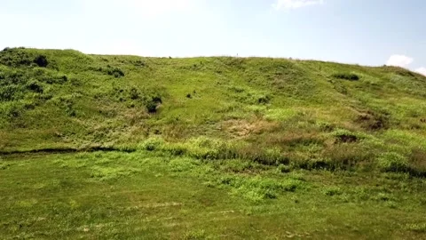 Cahokia Drone Rising over Pyramid  and City, 2K Ancient America Stock Footage 160410331