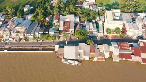 The Cai Rang floating market is empty of tourists Stock Footage 167537333