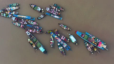 Cai Rang Floating Market Stock Footage 165652907
