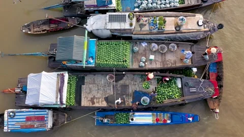Cai Rang floating market Stock Footage 170345850
